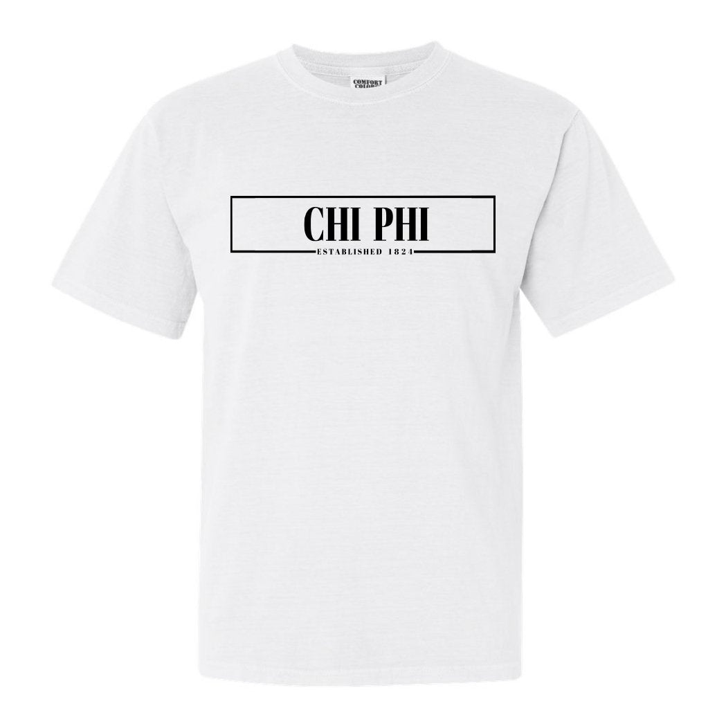Chi Phi Comfort Colors T-Shirt - Chi Phi Fraternal Block Shirt - Kite and Crest