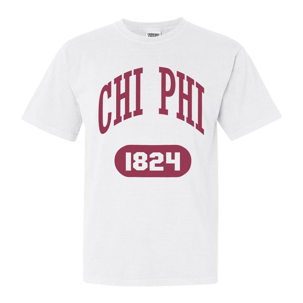 Chi Phi Comfort Colors T-Shirt - Chi Phi Large Athletic Shirt - Kite and Crest