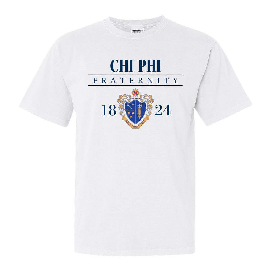 Chi Phi Comfort Colors T-Shirt - Chi Phi Large Crest Shirt - Kite and Crest