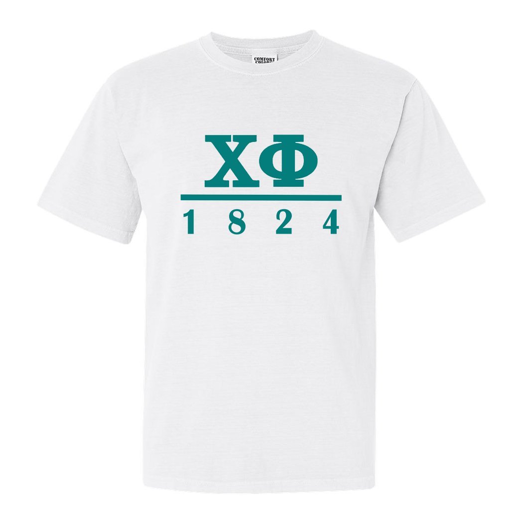 Chi Phi Comfort Colors T-Shirt - Chi Phi Lettered Basic Shirt - Kite and Crest