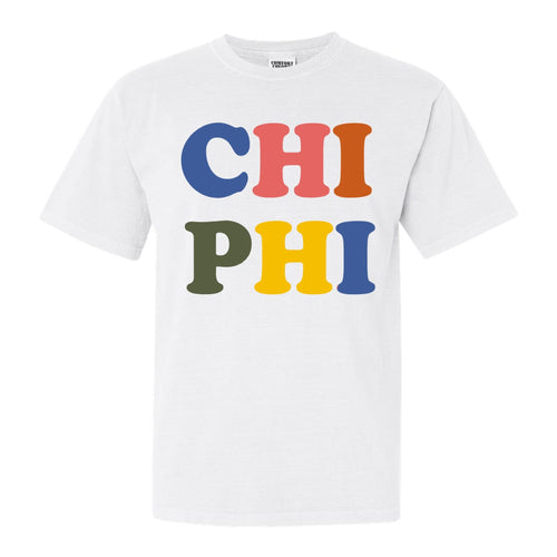 Chi Phi Comfort Colors T-Shirt - Chi Phi Retro Letters Shirt - Kite and Crest