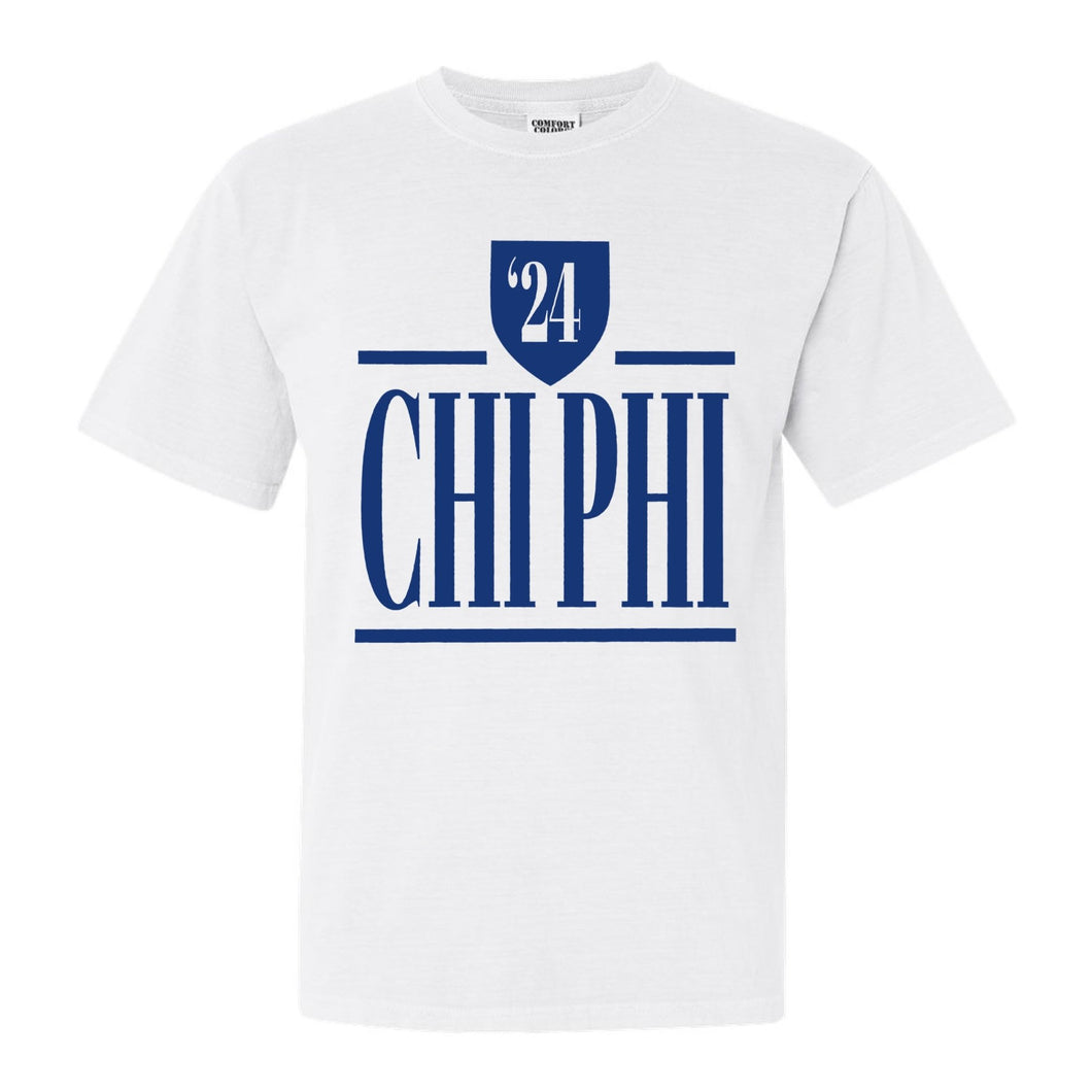Chi Phi Comfort Colors T-Shirt - Chi Phi Shield Shirt - Kite and Crest