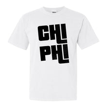 Load image into Gallery viewer, Chi Phi Comfort Colors T-Shirt - Chi Phi Stacked Letters Shirt - Kite and Crest
