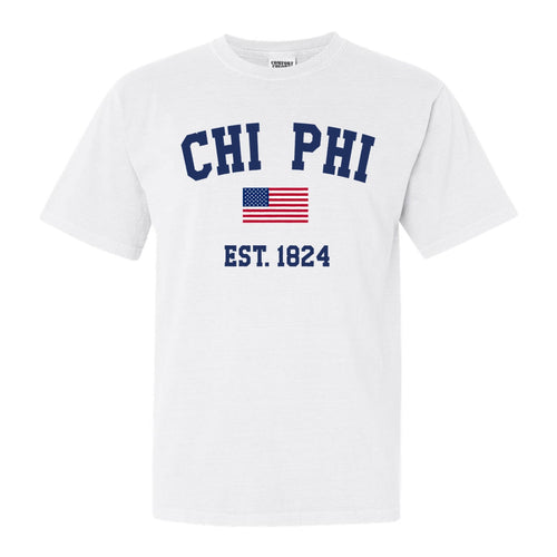 Chi Phi Comfort Colors T-Shirt - Chi Phi USA Flag Shirt - Kite and Crest