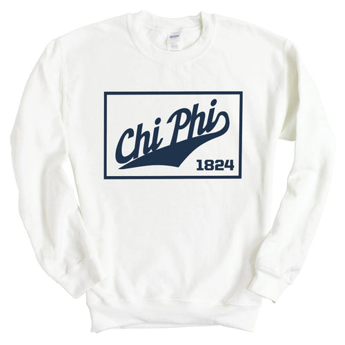 Chi Phi Sweatshirt - Chi Phi Baseball Boxed Crewneck Sweatshirt - Kite and Crest