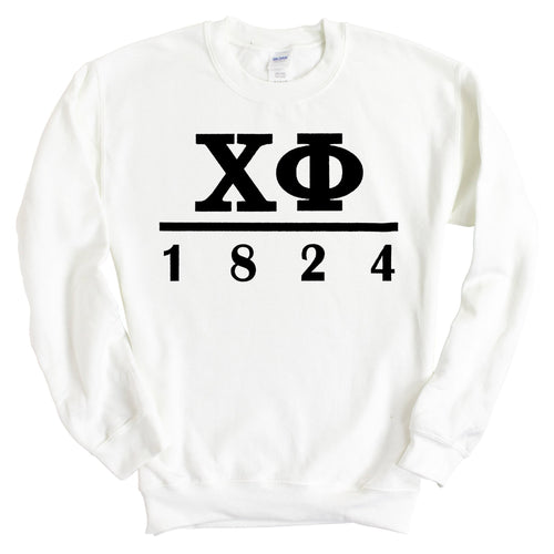 Chi Phi Sweatshirt - Chi Phi Black Letters Crewneck Sweatshirt - Kite and Crest