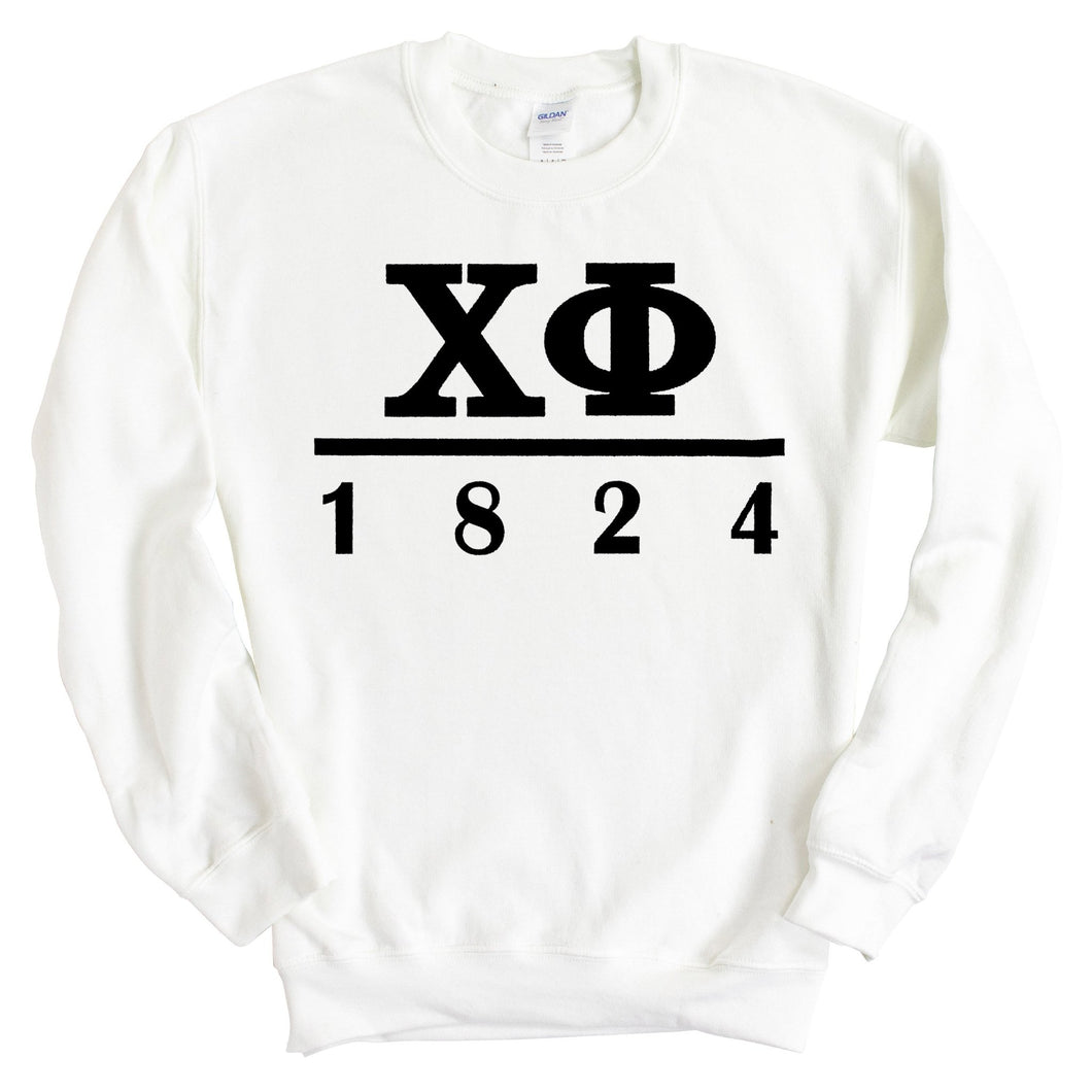 Chi Phi Sweatshirt - Chi Phi Black Letters Crewneck Sweatshirt - Kite and Crest