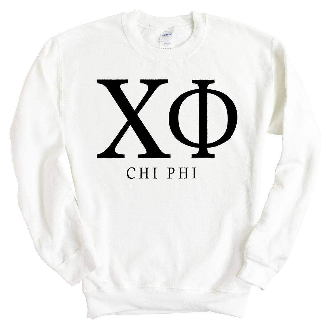 Chi Phi Sweatshirt - Chi Phi Block Letter Crewneck Sweatshirt - Kite and Crest