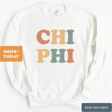 Load image into Gallery viewer, Chi Phi Sweatshirt - Chi Phi Bright and Colorful Crewneck Sweatshirt - Kite and Crest
