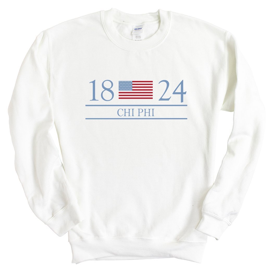 Chi Phi Sweatshirt - Chi Phi Flag Year Crewneck Sweatshirt - Kite and Crest