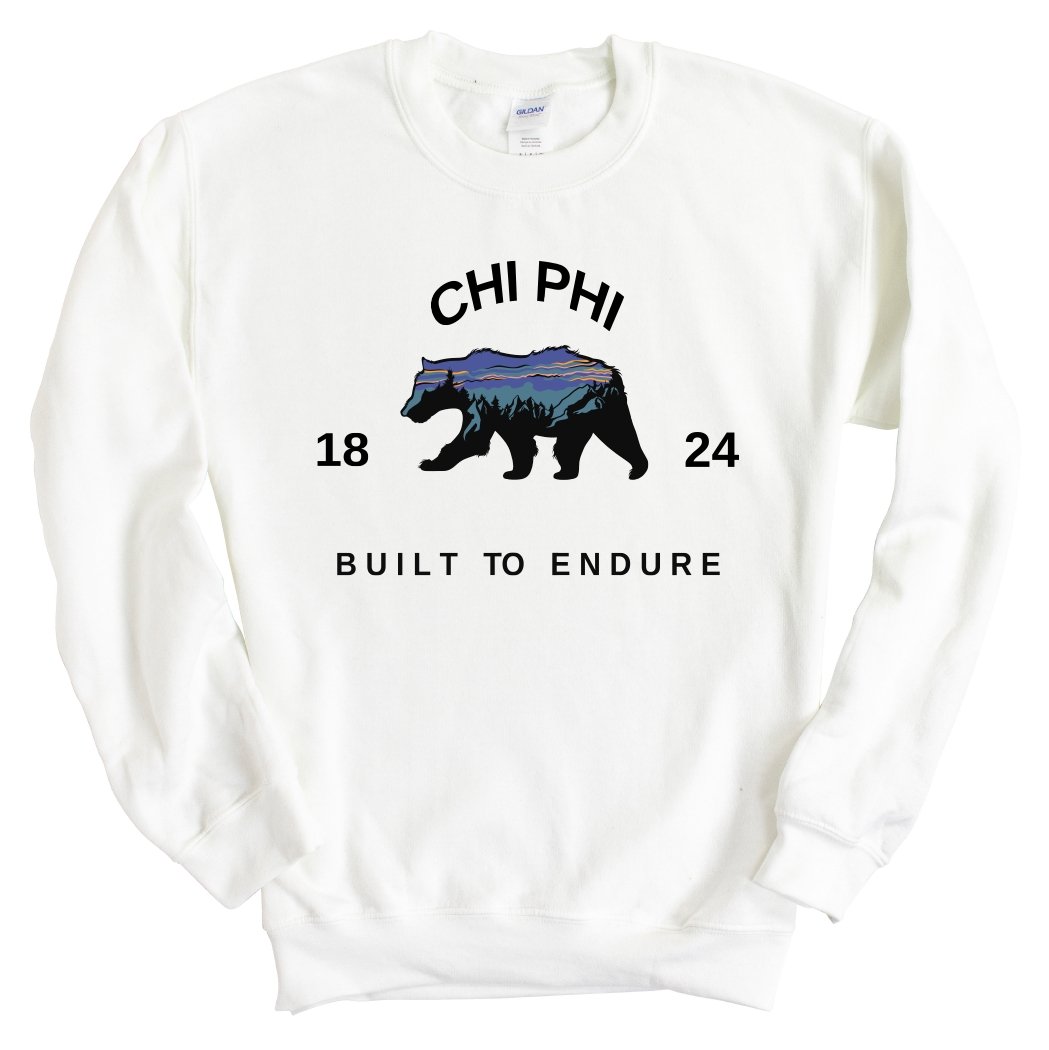 Chi Phi Sweatshirt - Chi Phi Fraternal Bear Crewneck Sweatshirt - Kite and Crest