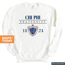 Load image into Gallery viewer, Chi Phi Sweatshirt - Chi Phi Large Crest Crewneck Sweatshirt - Kite and Crest
