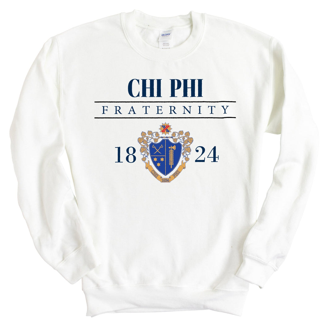 Chi Phi Sweatshirt - Chi Phi Large Crest Crewneck Sweatshirt - Kite and Crest