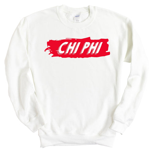 Chi Phi Sweatshirt - Chi Phi Red Slash Crewneck Sweatshirt - Kite and Crest