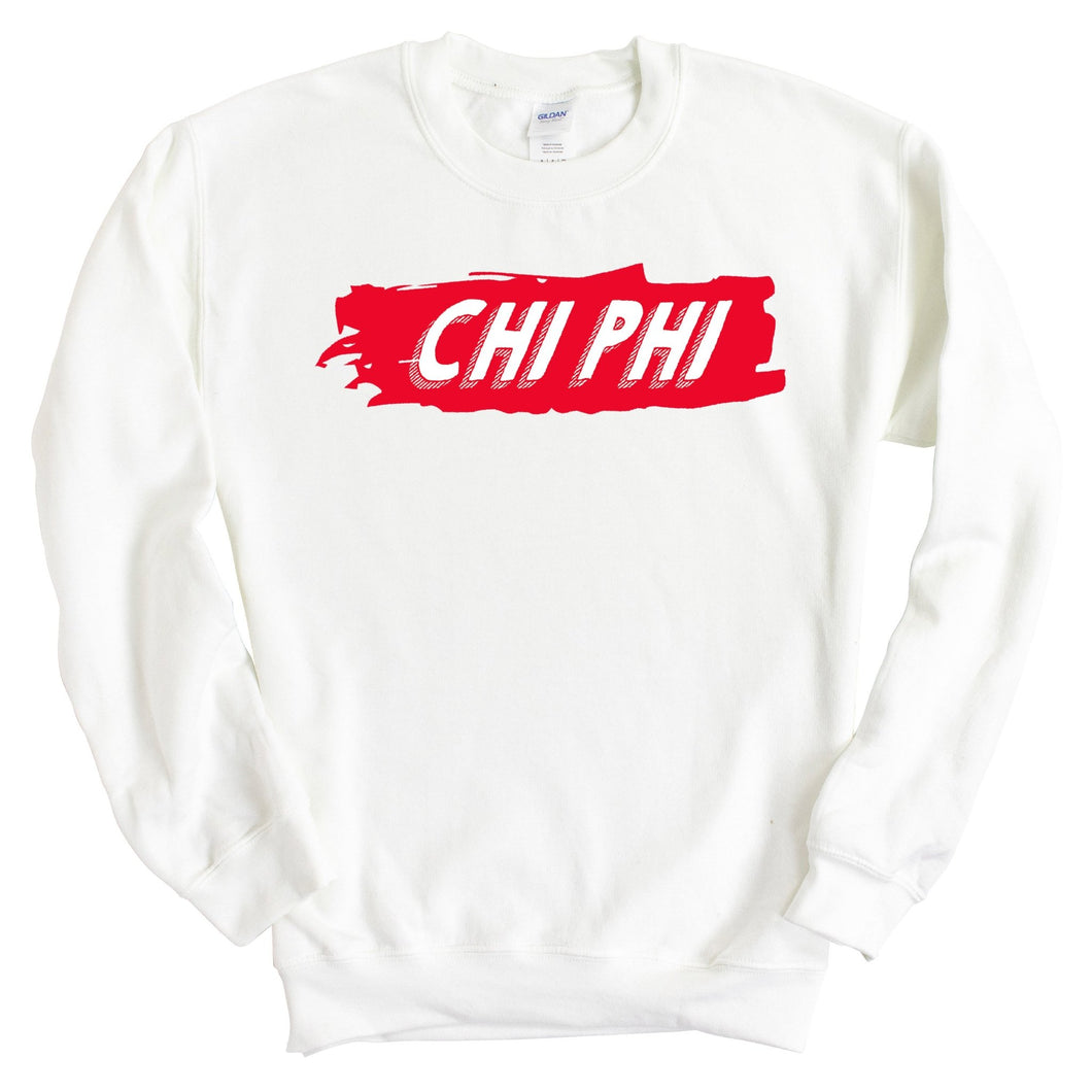 Chi Phi Sweatshirt - Chi Phi Red Slash Crewneck Sweatshirt - Kite and Crest