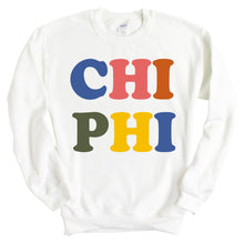 Load image into Gallery viewer, Chi Phi Sweatshirt - Chi Phi Retro Letters Crewneck Sweatshirt - Kite and Crest
