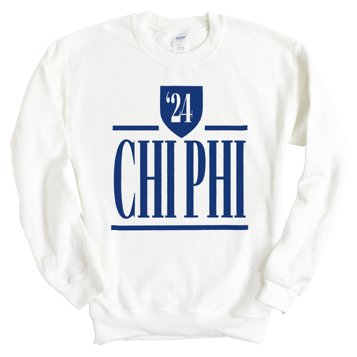 Chi Phi Sweatshirt - Chi Phi Shield Crewneck Sweatshirt - Kite and Crest