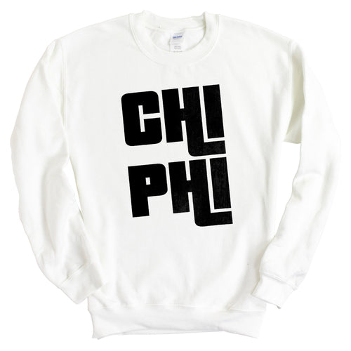 Chi Phi Sweatshirt - Chi Phi Stacked Letters Crewneck Sweatshirt - Kite and Crest