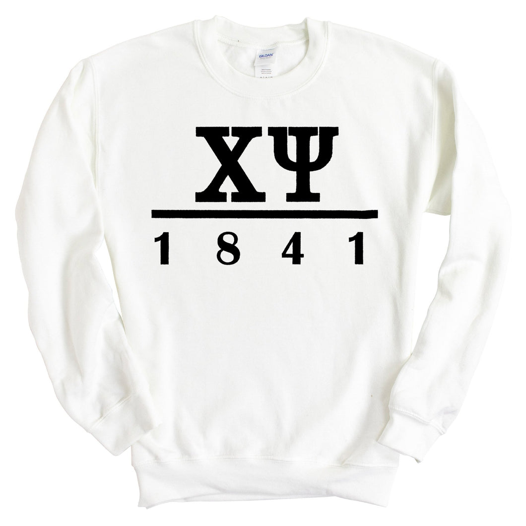 Chi Psi Black Letter Sweatshirt - Fraternity Crewneck Sweatshirt - Kite and Crest