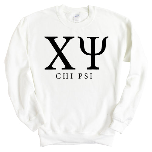 Chi Psi Block Letter Sweatshirt - Fraternity Crewneck Sweatshirt - Kite and Crest