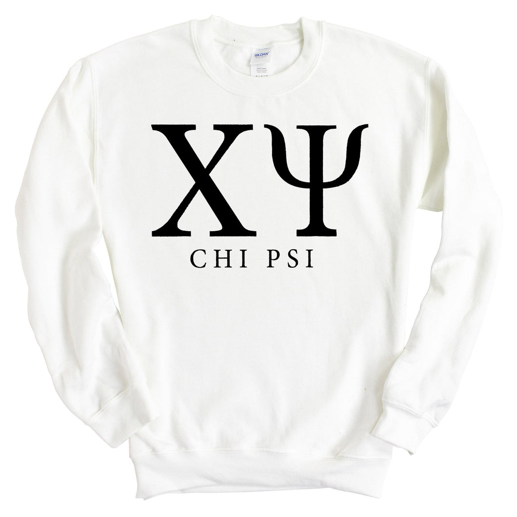 Chi Psi Block Letter Sweatshirt - Fraternity Crewneck Sweatshirt - Kite and Crest