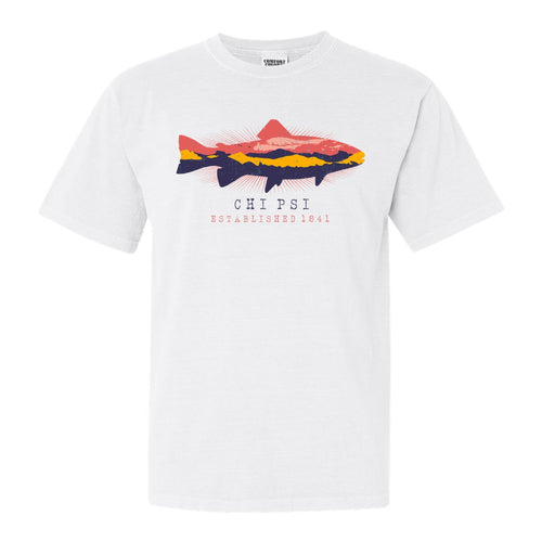 Chi Psi Fishing Comfort Colors T-Shirt - Fraternity Tee - Kite and Crest