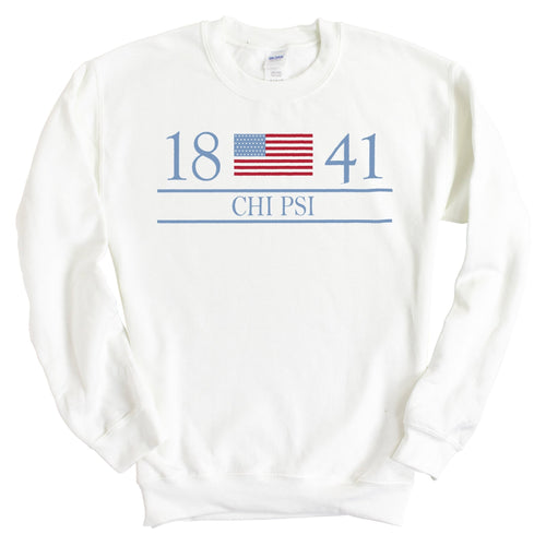 Chi Psi Flag Year Sweatshirt - Fraternity Crewneck Sweatshirt - Kite and Crest