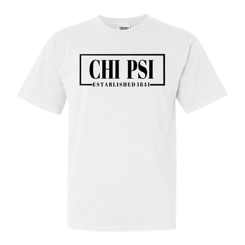Chi Psi Fraternal Block Comfort Colors T-Shirt - Fraternity Tee - Kite and Crest