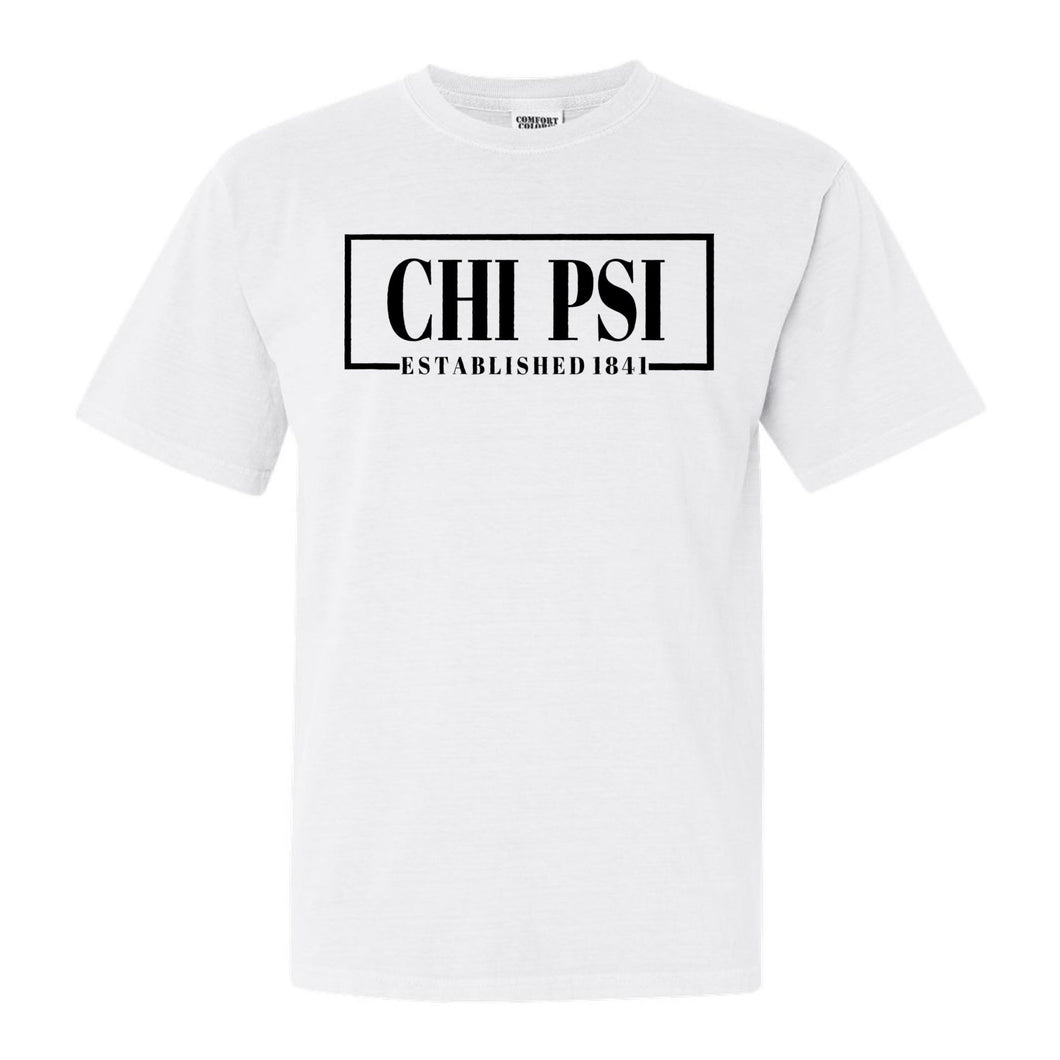 Chi Psi Fraternal Block Comfort Colors T-Shirt - Fraternity Tee - Kite and Crest