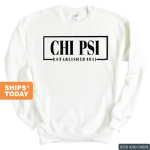 Load image into Gallery viewer, Chi Psi Fraternal Block Sweatshirt - Fraternity Crewneck Sweatshirt - Kite and Crest
