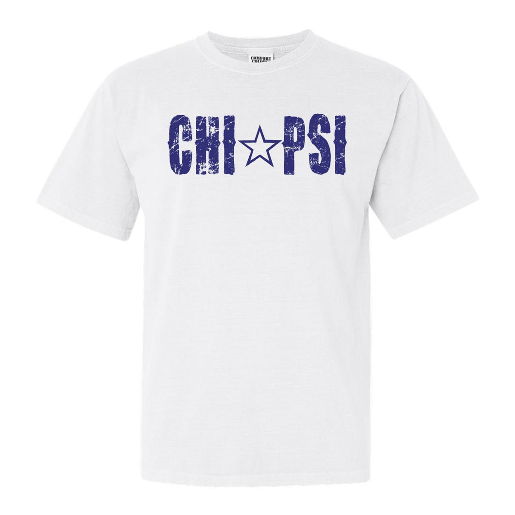 Chi Psi Fraternal Star Comfort Colors T-Shirt - Fraternity Tee - Kite and Crest