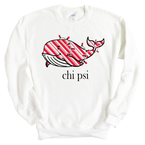 Chi Psi Red Whale Sweatshirt - Fraternity Crewneck Sweatshirt - Kite and Crest