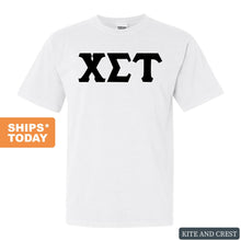 Load image into Gallery viewer, Chi Sigma Tau Basic Black Letters Comfort Colors T-Shirt - Fraternity Tee - Kite and Crest
