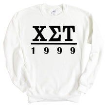 Load image into Gallery viewer, Chi Sigma Tau Black Letter Sweatshirt - Fraternity Crewneck Sweatshirt - Kite and Crest
