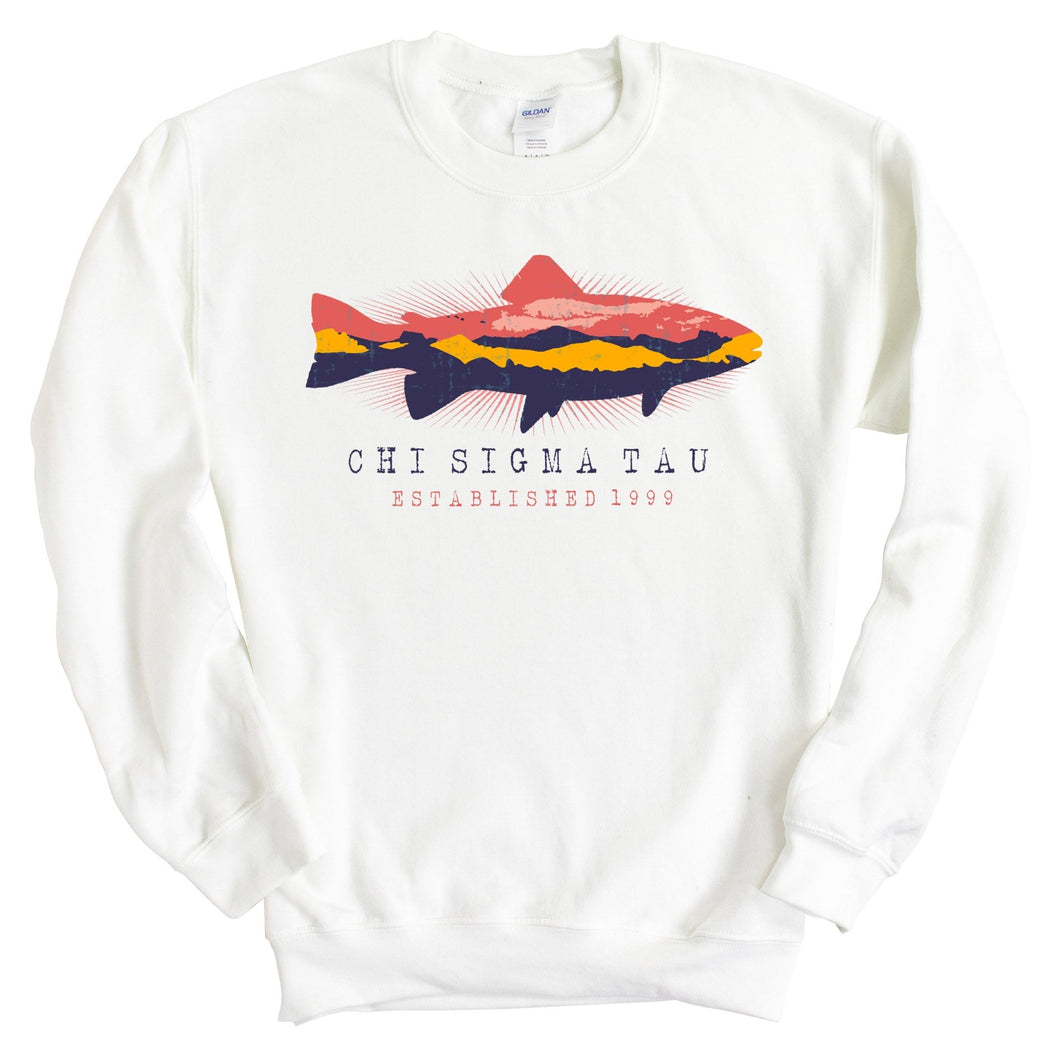 Chi Sigma Tau Fishing Sweatshirt - Fraternity Crewneck Sweatshirt - Kite and Crest