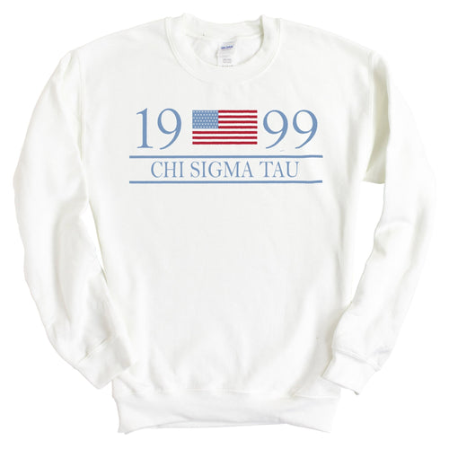 Chi Sigma Tau Flag Year Sweatshirt - Fraternity Crewneck Sweatshirt - Kite and Crest