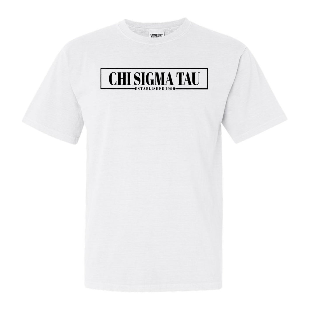 Chi Sigma Tau Fraternal Block Comfort Colors T-Shirt - Fraternity Tee - Kite and Crest