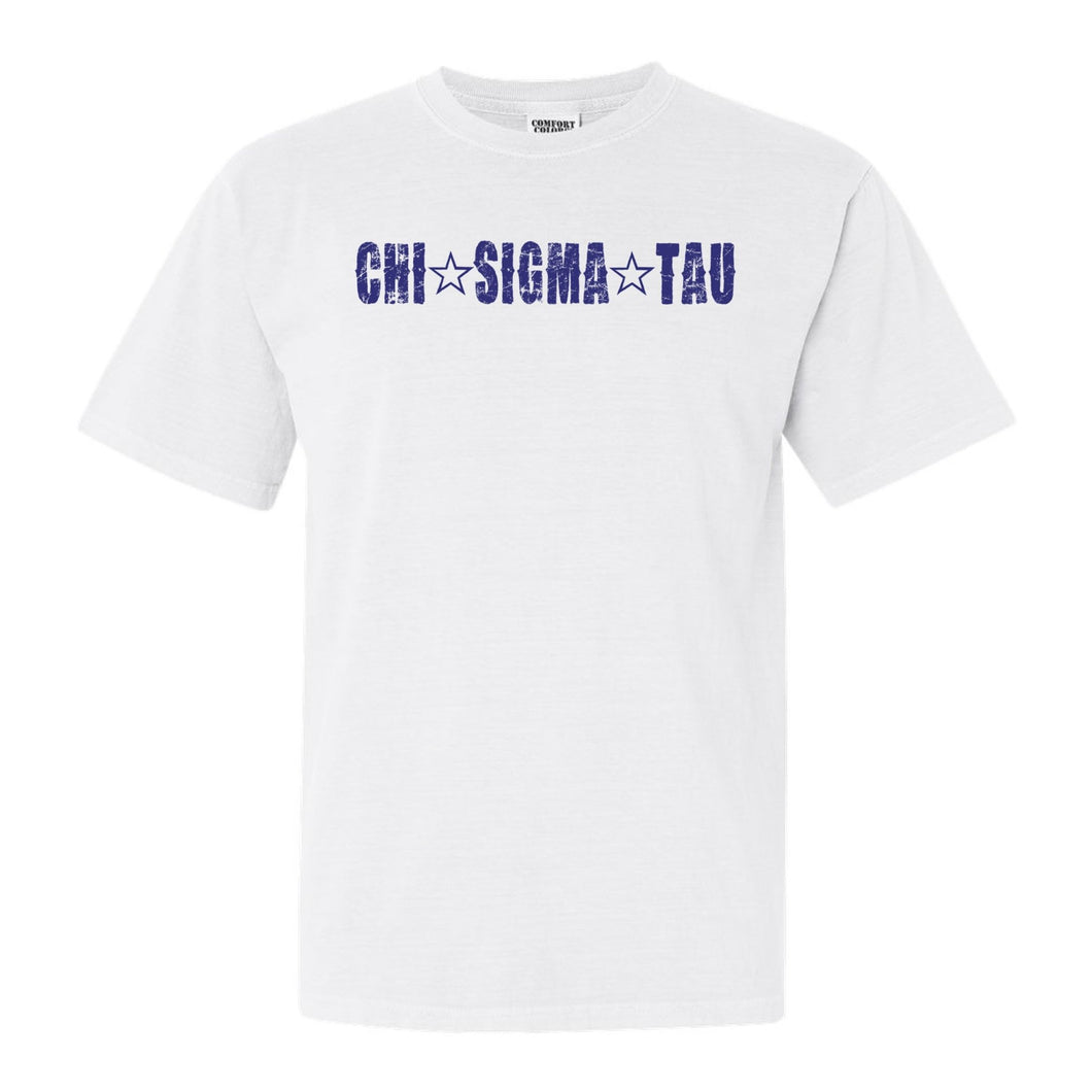 Chi Sigma Tau Fraternal Star Comfort Colors T-Shirt - Fraternity Tee - Kite and Crest