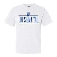 Load image into Gallery viewer, Chi Sigma Tau Shield Comfort Colors T-Shirt - Fraternity Tee - Kite and Crest

