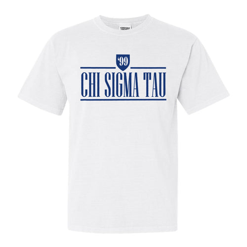 Chi Sigma Tau Shield Comfort Colors T-Shirt - Fraternity Tee - Kite and Crest