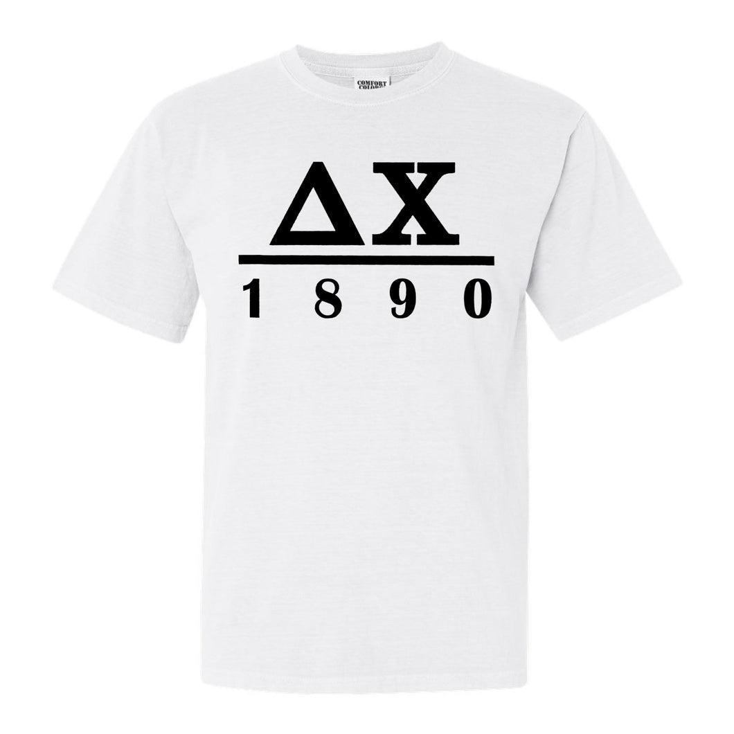 Delta Chi Comfort Colors T-Shirt - DCHI Black Letters Shirt - Kite and Crest