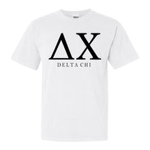 Load image into Gallery viewer, Delta Chi Comfort Colors T-Shirt - DCHI Block Letter Shirt - Kite and Crest

