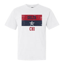Load image into Gallery viewer, Delta Chi Comfort Colors T-Shirt - DCHI Colorful Stripe Shirt - Kite and Crest
