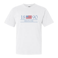 Load image into Gallery viewer, Delta Chi Comfort Colors T-Shirt - DCHI Flag Year Shirt - Kite and Crest
