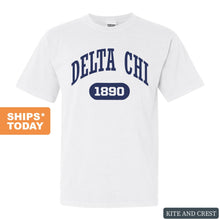 Load image into Gallery viewer, Delta Chi Comfort Colors T-Shirt - DCHI Fraternal Arch Shirt - Kite and Crest
