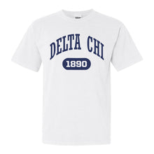 Load image into Gallery viewer, Delta Chi Comfort Colors T-Shirt - DCHI Fraternal Arch Shirt - Kite and Crest
