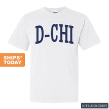 Load image into Gallery viewer, Delta Chi Comfort Colors T-Shirt - DCHI Intrinsic Lettered Shirt - Kite and Crest
