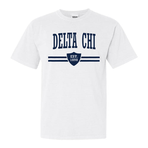 Delta Chi Comfort Colors T-Shirt - DCHI Striped Shield Shirt - Kite and Crest