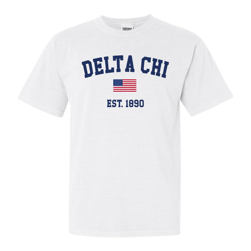 Delta Chi Comfort Colors T-Shirt - DCHI USA Flag Shirt - Kite and Crest