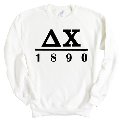 Delta Chi Sweatshirt - D-Chi Black Letters Crewneck Sweatshirt - Kite and Crest